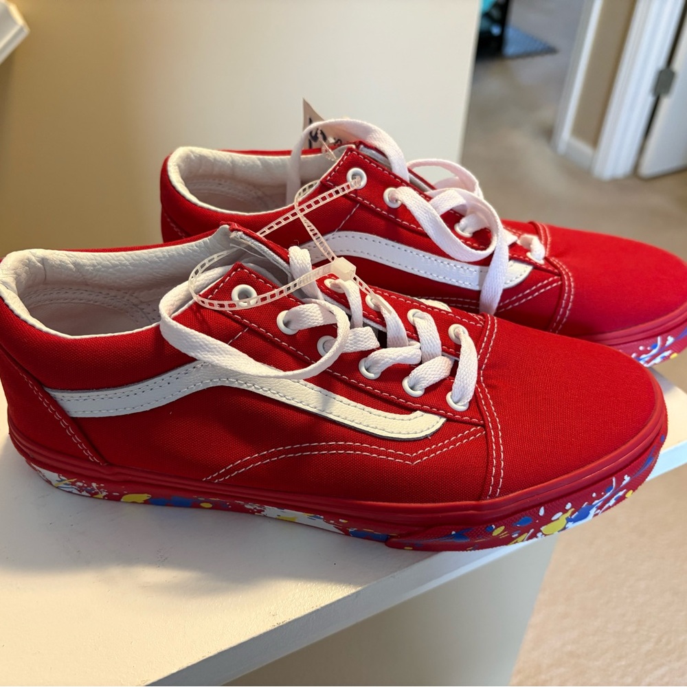 Vans Kids Red and White Sneakers